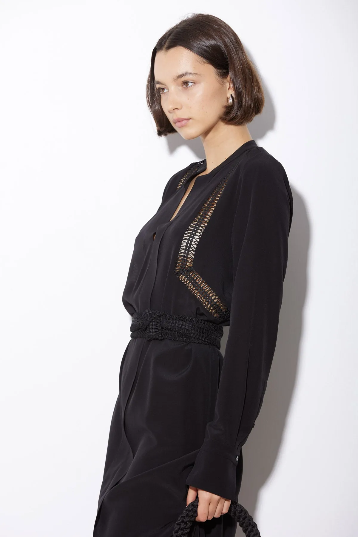 LATTICE DRESS BLACK