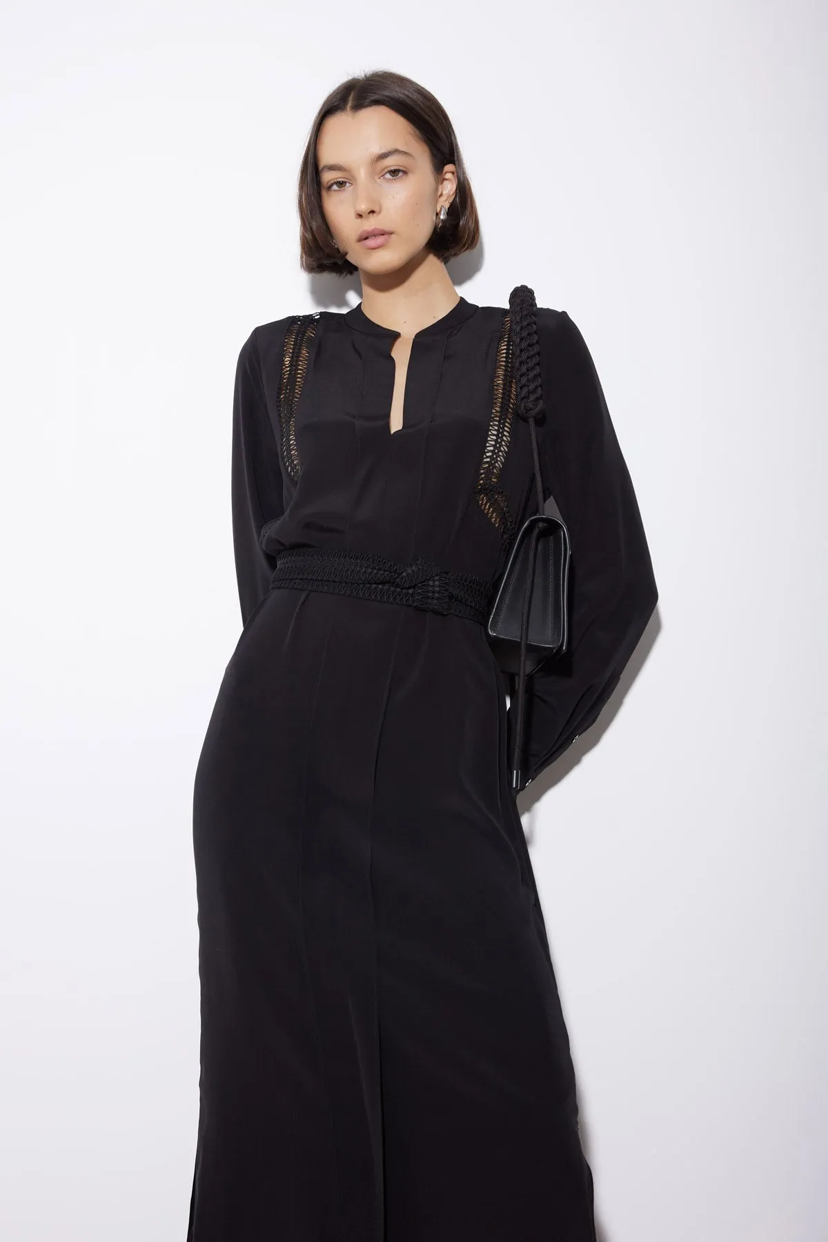 LATTICE DRESS BLACK