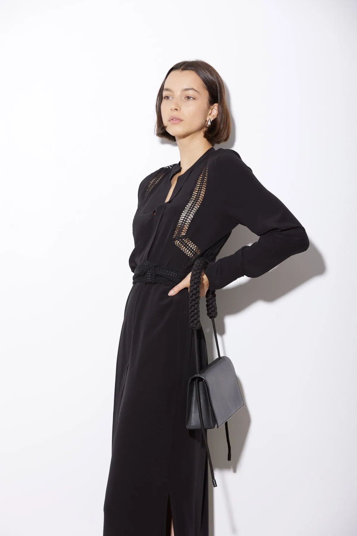 LATTICE DRESS BLACK