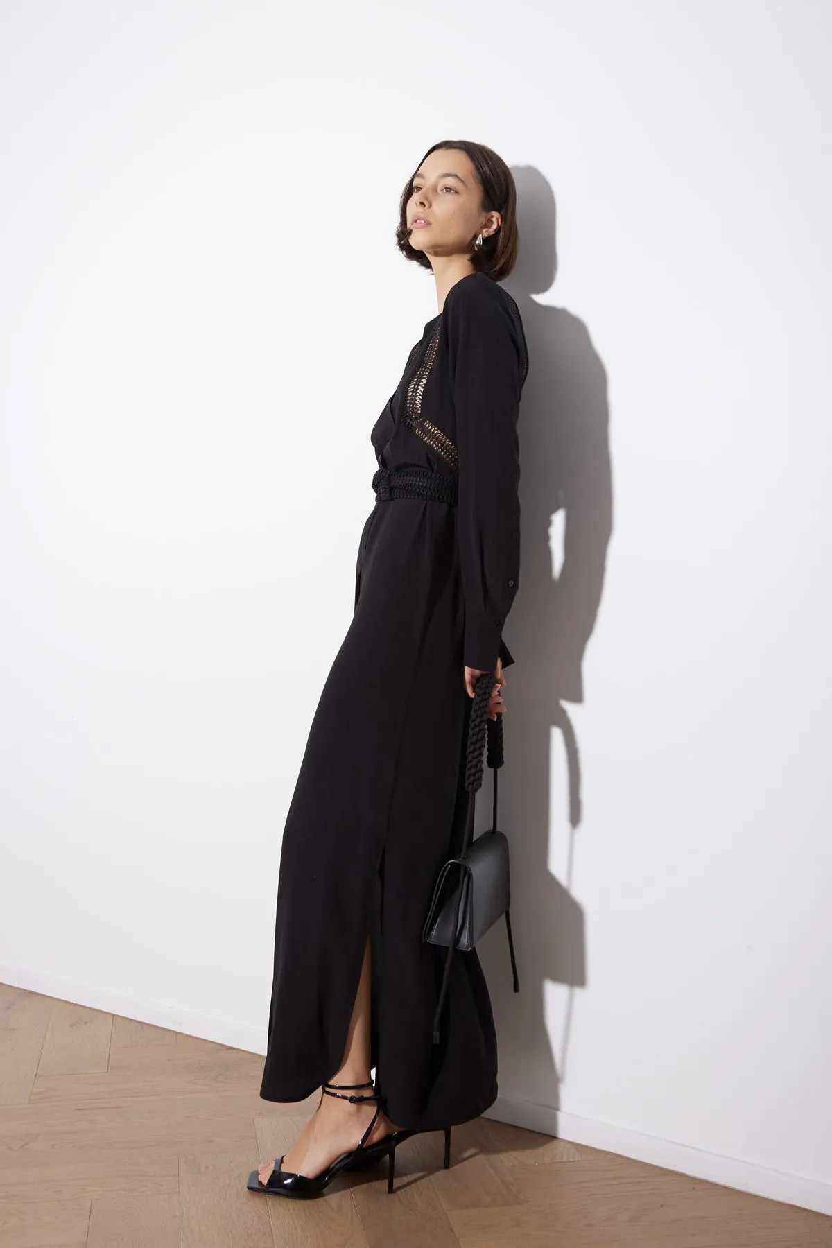 LATTICE DRESS BLACK