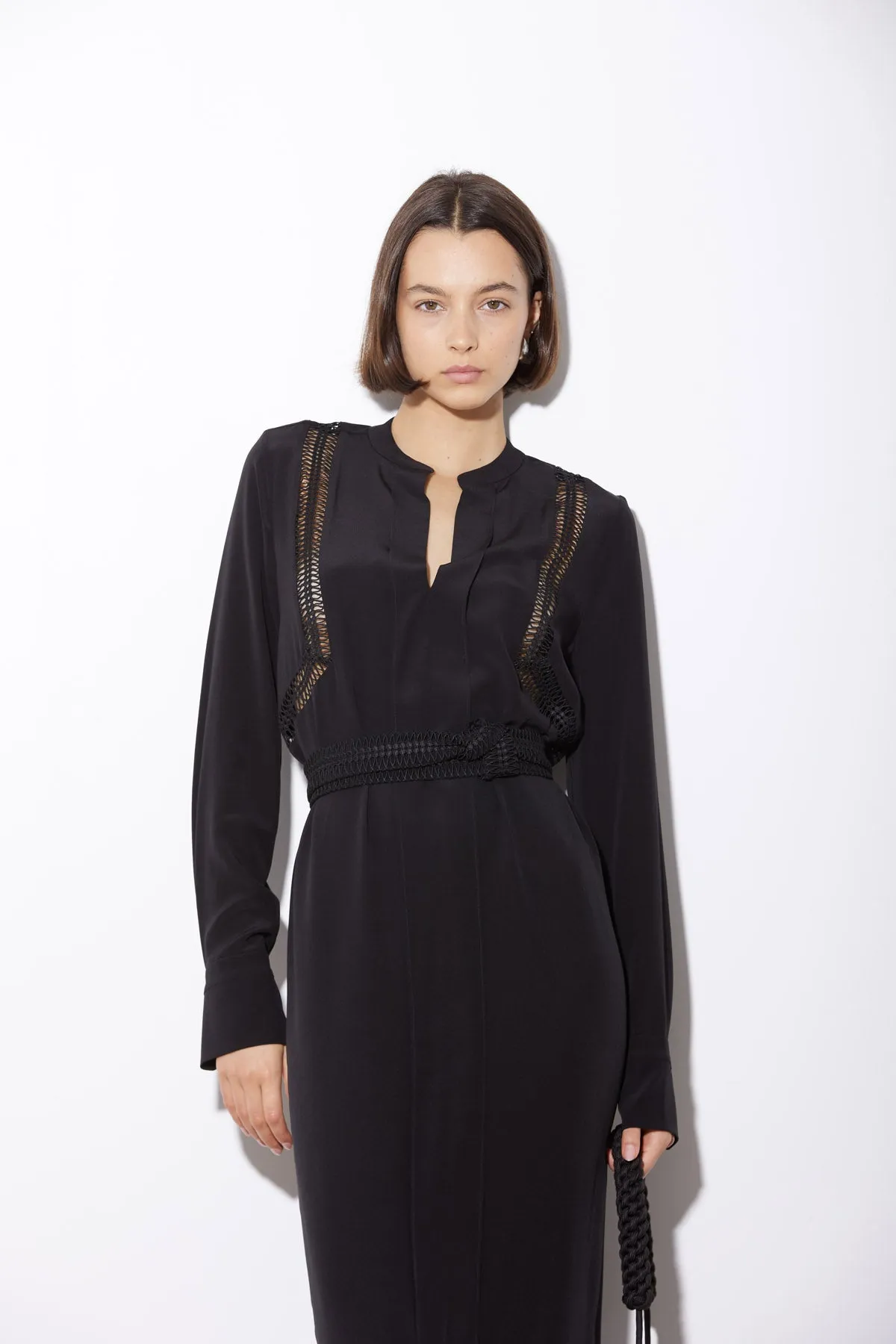 LATTICE DRESS BLACK