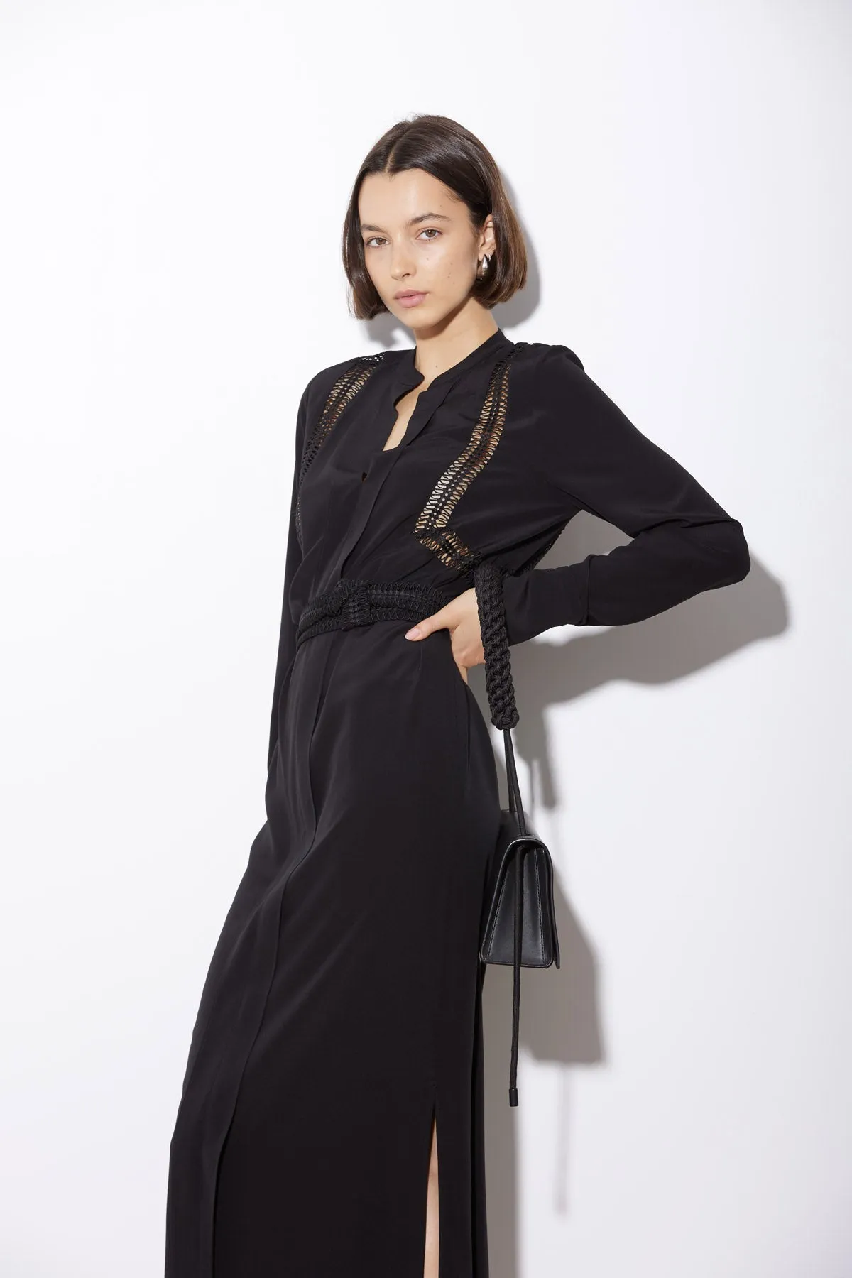 LATTICE DRESS BLACK
