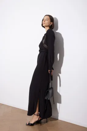 LATTICE DRESS BLACK