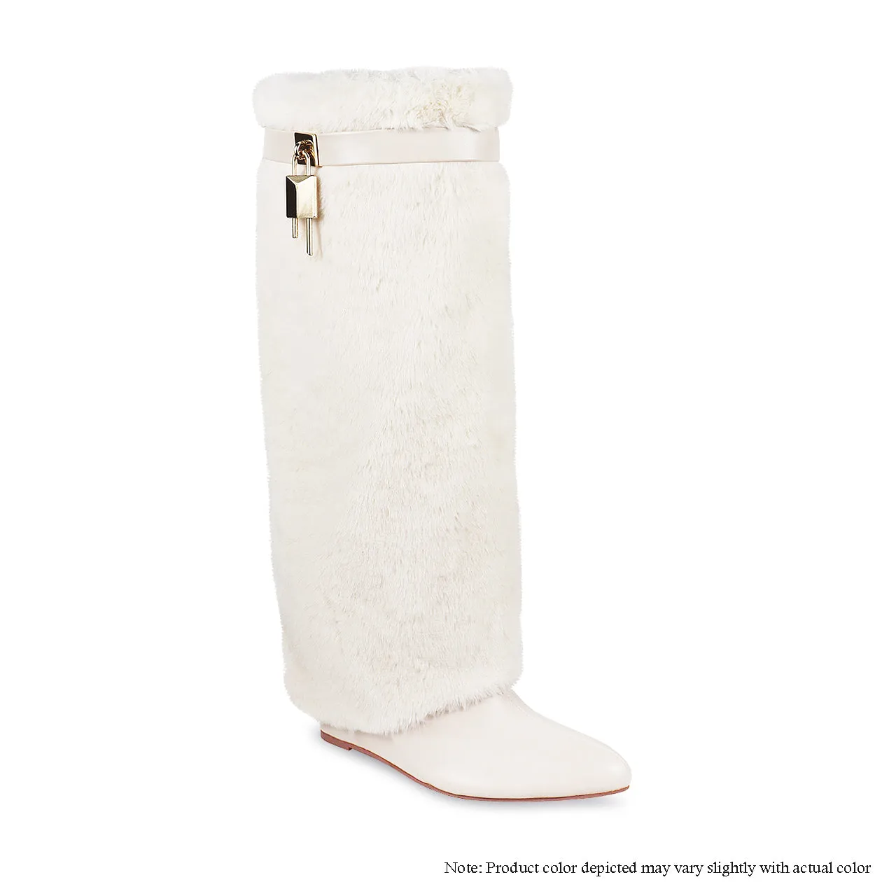 Liliana Mutto-1A Fur Wedge Knee High Boots