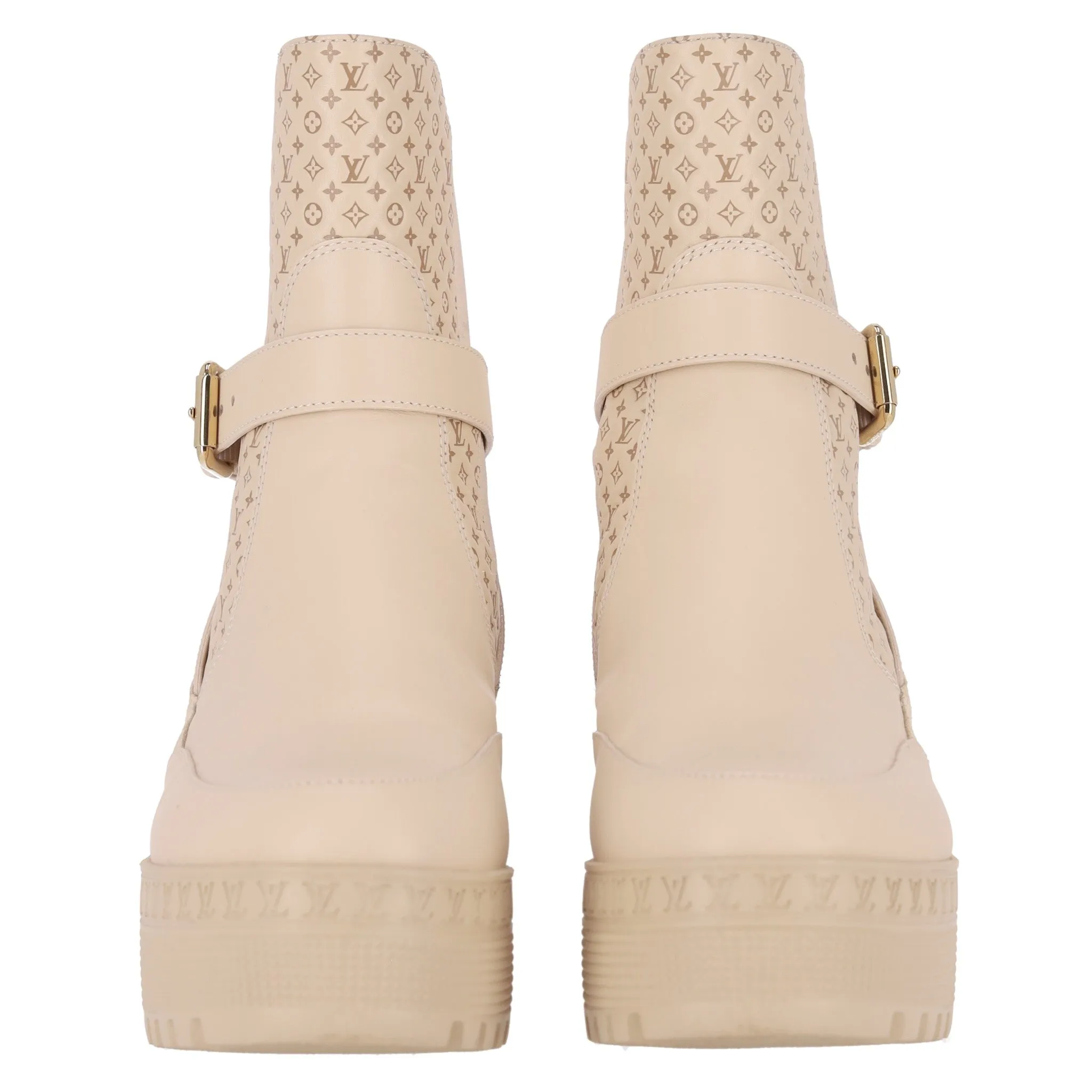 Louis Vuitton Suede 'LV'  Logo Embossed Laureate Platform Desert Boots. Size 37
