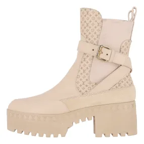 Louis Vuitton Suede 'LV'  Logo Embossed Laureate Platform Desert Boots. Size 37