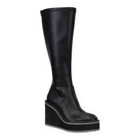 NAKED FEET - APEX in BLACK Wedge Knee High Boots
