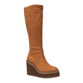 NAKED FEET - APEX in CAMEL Wedge Knee High Boots