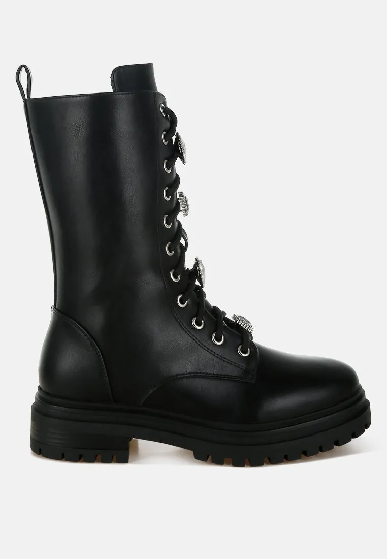 Nimba Rhinestone jewelled Chunky Boots