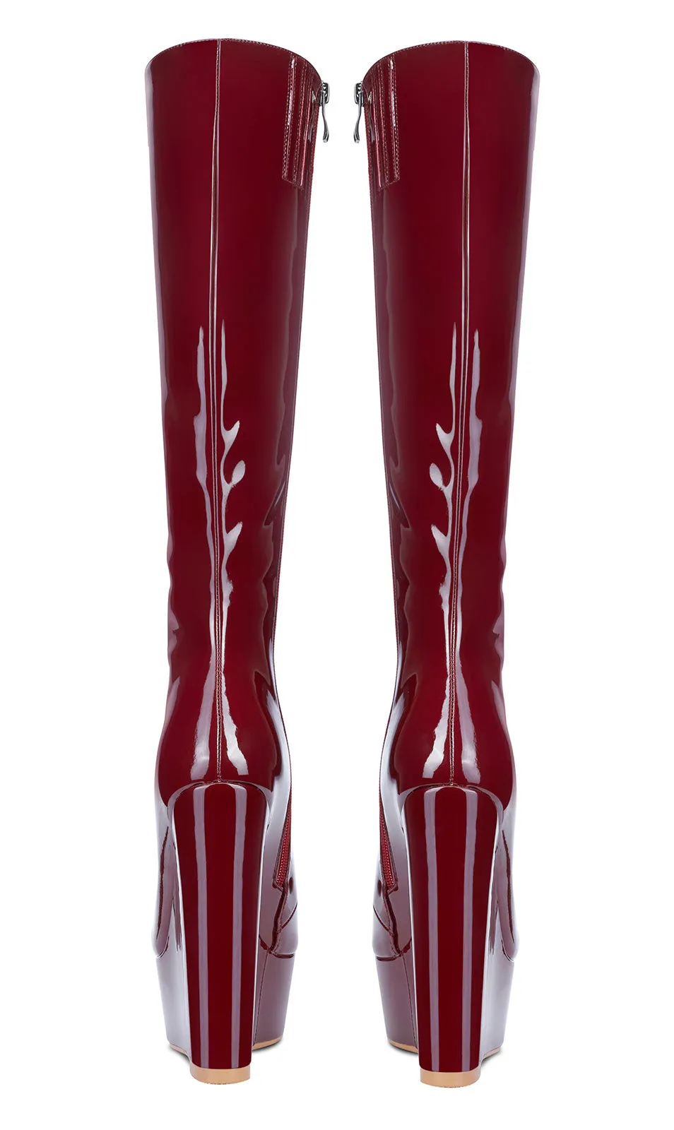 NobleOnly Women's High Heels Platform Wedge Mid Calf Boots Round-Toe Lace-Up Boot with Zipper Basic Office Boot 6" Heel Shoes
