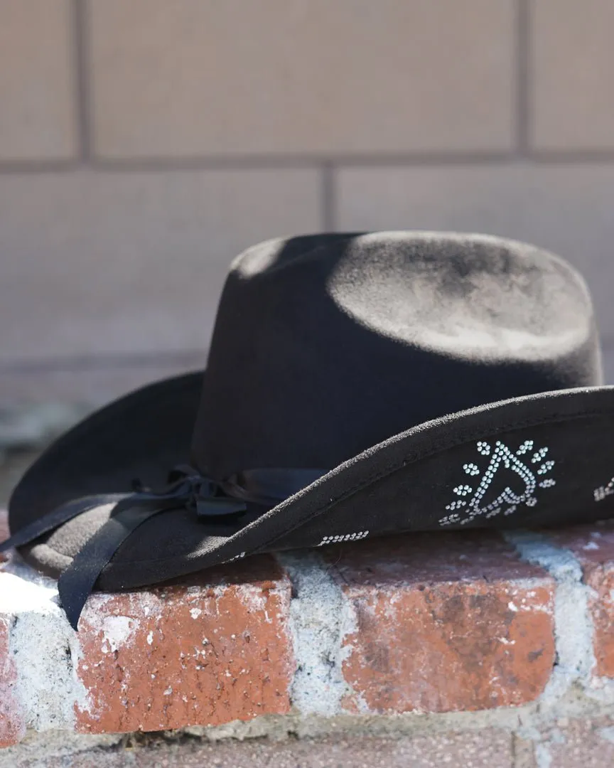 Party's Here Black Rhinestone Studded Disco Cowgirl Hat