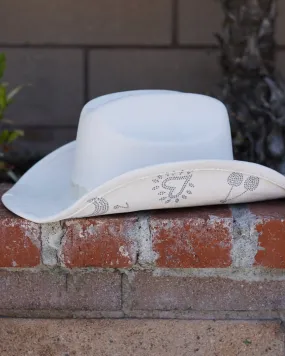 Party's Here Ivory Rhinestone Studded Disco Cowgirl Hat