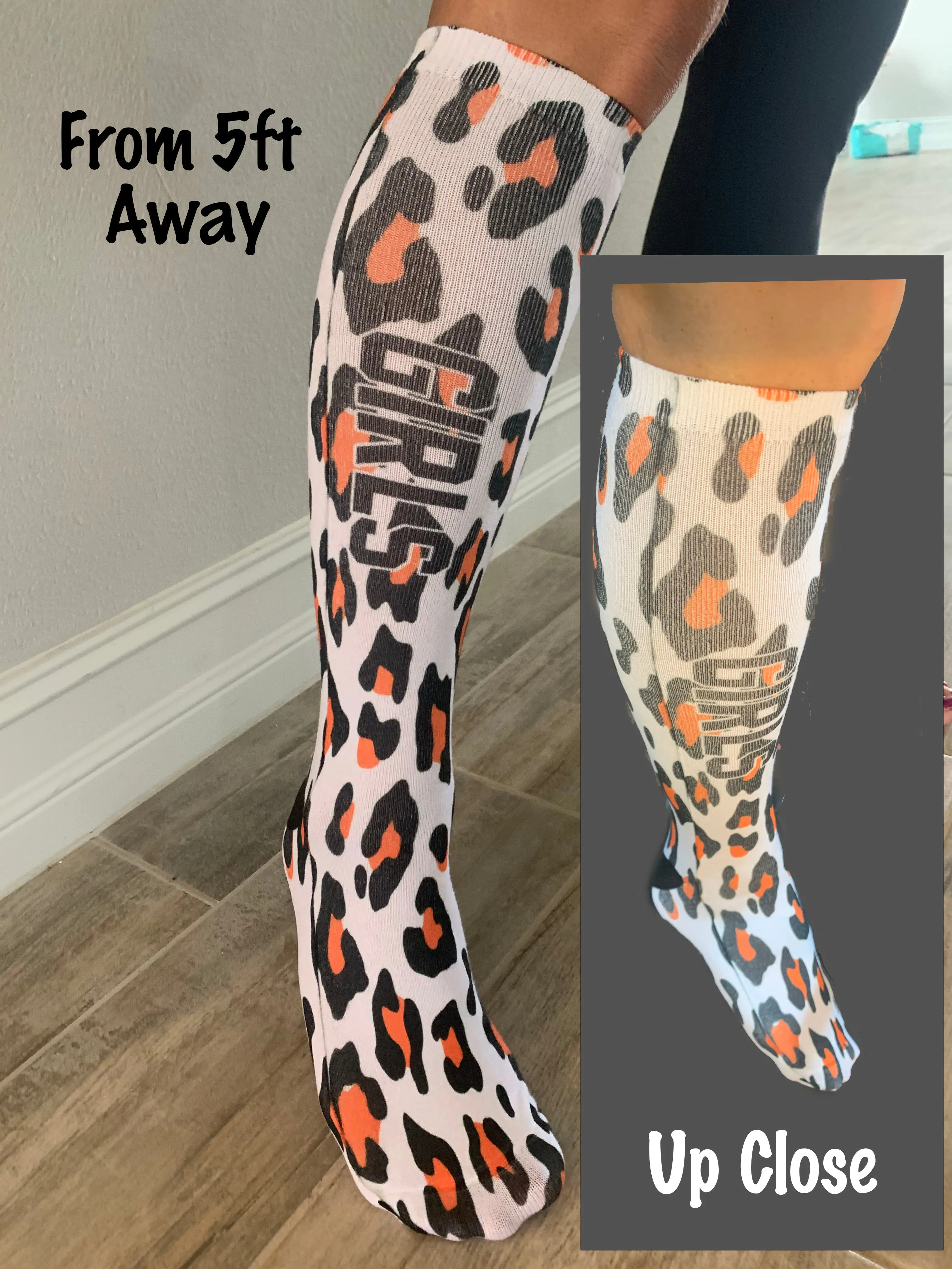 Personalized Volleyball Breast Cancer Awareness Ribbon Knee High Socks