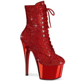 Pleaser Adore 1020CHRS Womens 7" Heel, Platform Front Lace Pole Dance Ankle Boots