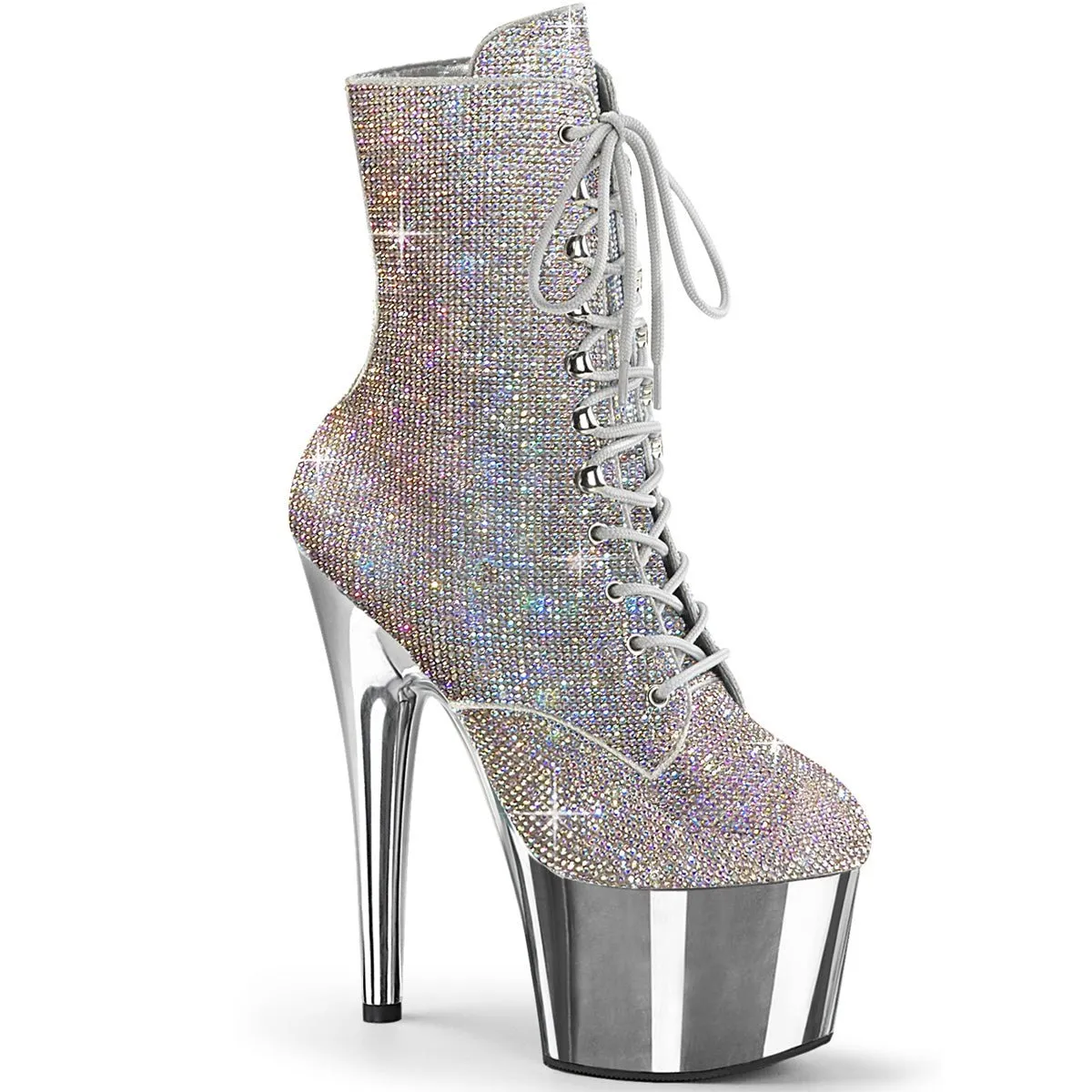 Pleaser Adore 1020CHRS Womens 7" Heel, Platform Front Lace Pole Dance Ankle Boots