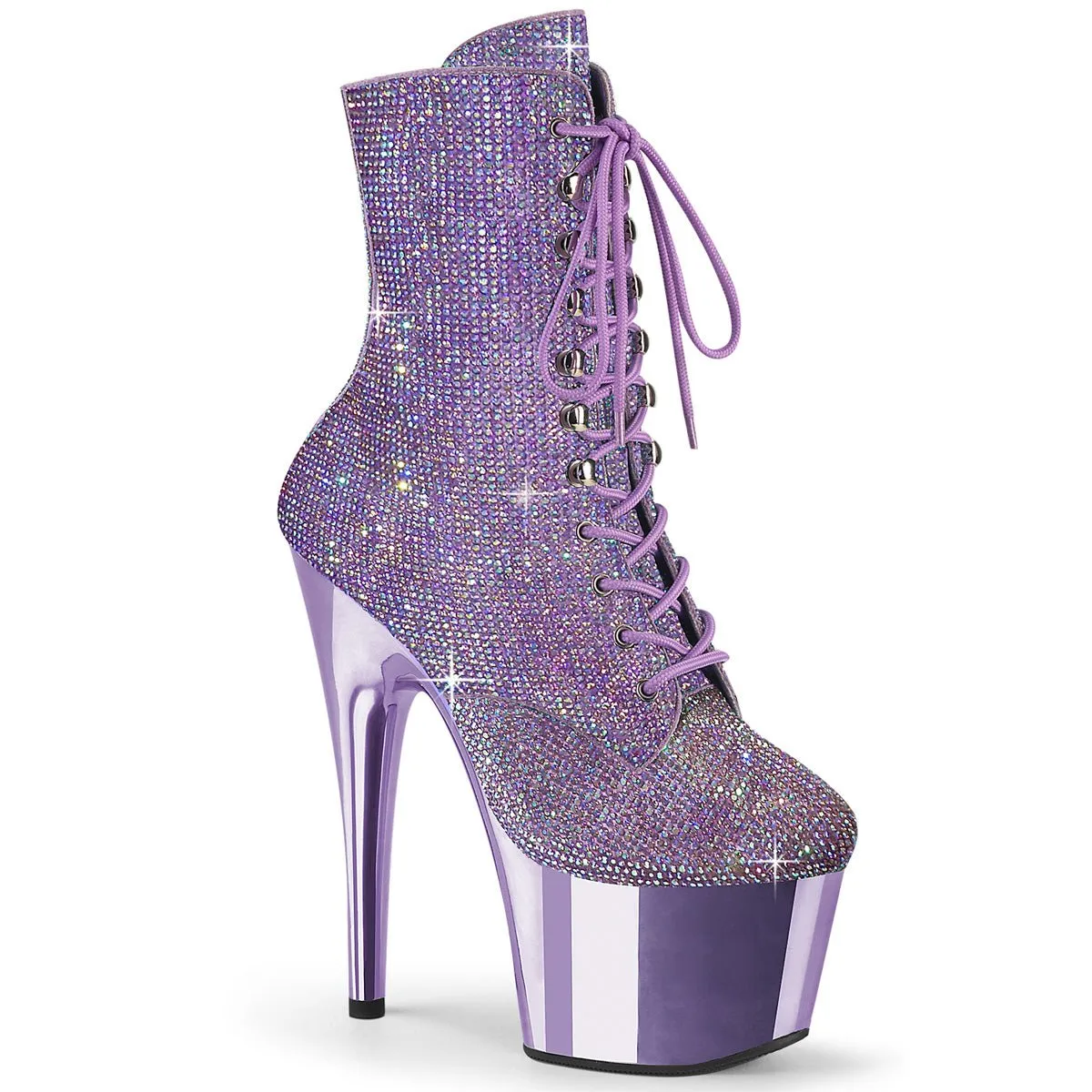 Pleaser Adore 1020CHRS Womens 7" Heel, Platform Front Lace Pole Dance Ankle Boots