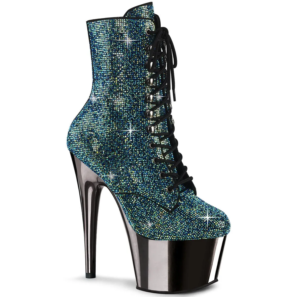 Pleaser Adore 1020CHRS Womens 7" Heel, Platform Front Lace Pole Dance Ankle Boots