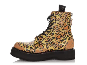R13 Leopard Print Leather Combat Boots