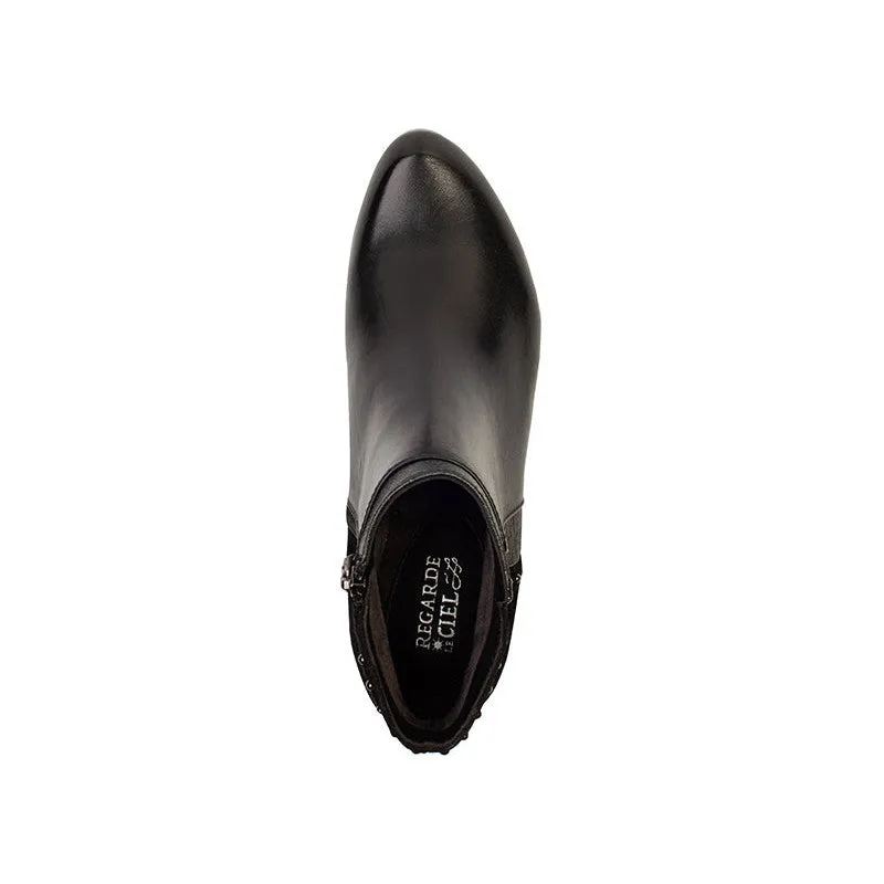 Regarde Le Ciel Stefany-386 Ladies Black Leather Side Zip Ankle Boots