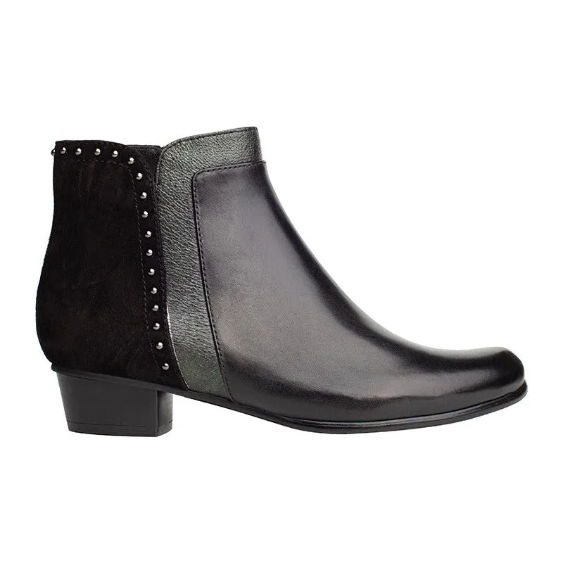 Regarde Le Ciel Stefany-386 Ladies Black Leather Side Zip Ankle Boots