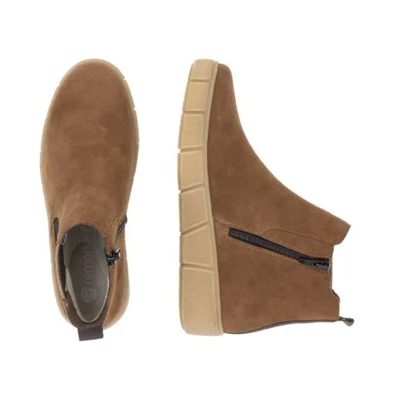 Remonte Suede Leather Ankle Boot in "Wood" Brown