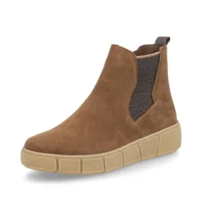 Remonte Suede Leather Ankle Boot in "Wood" Brown