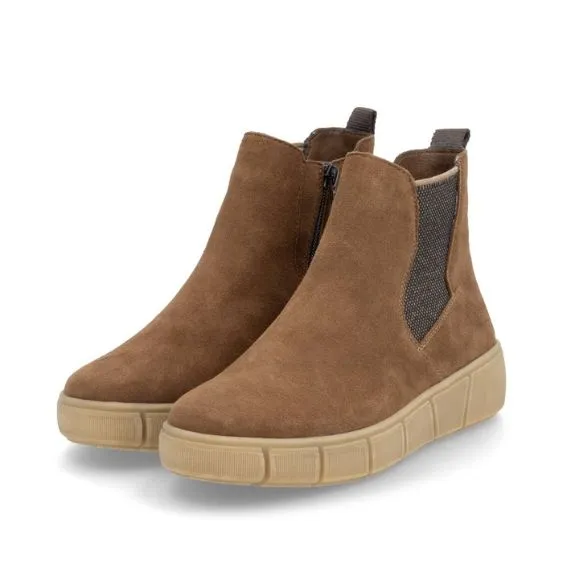 Remonte Suede Leather Ankle Boot in "Wood" Brown