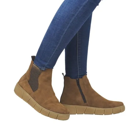 Remonte Suede Leather Ankle Boot in "Wood" Brown