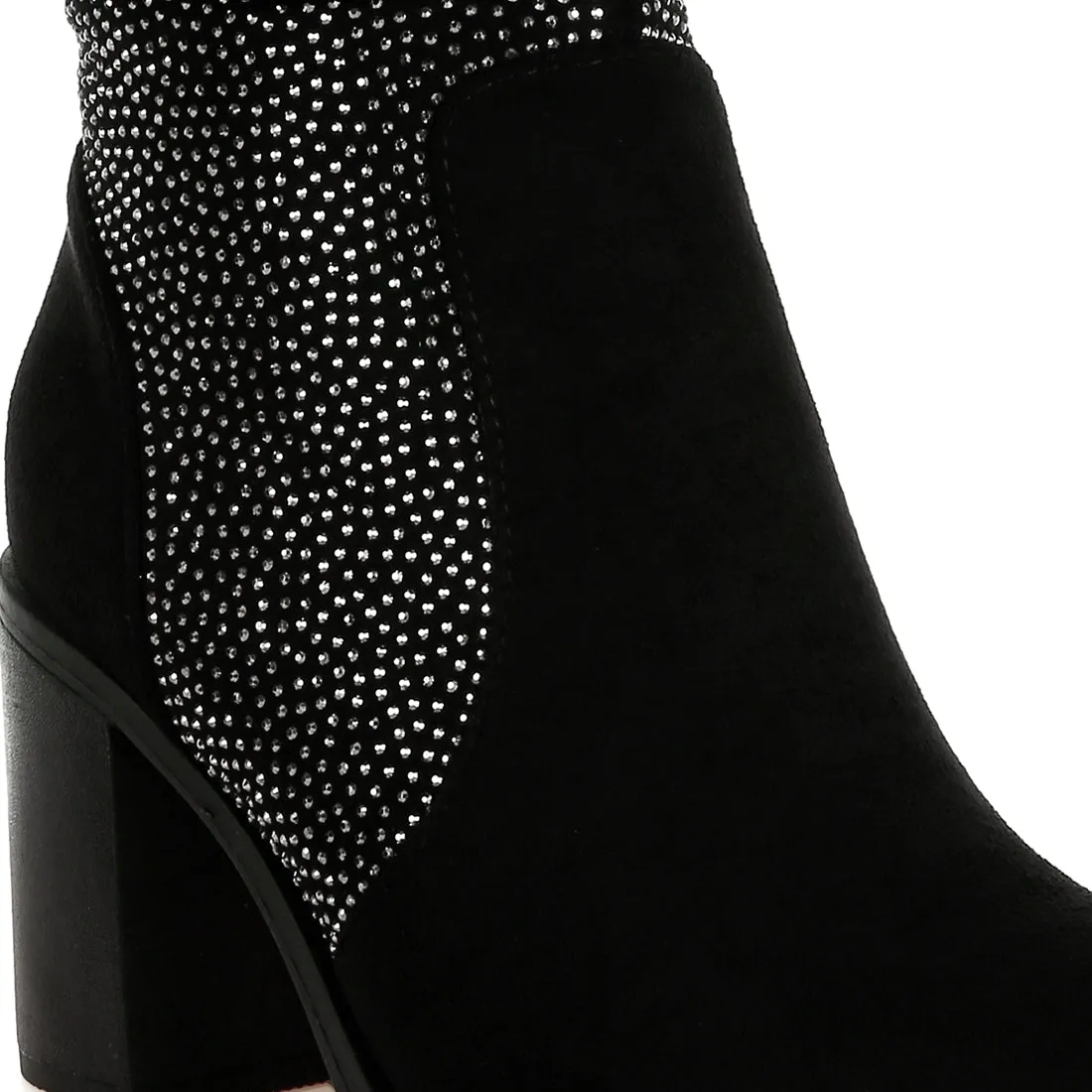 Rhinestone Studded Slouchy Ankle Boots