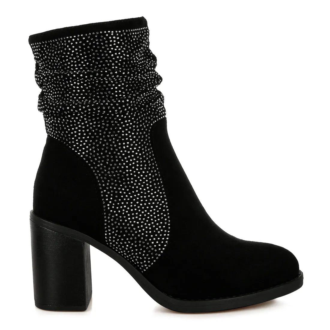 Rhinestone Studded Slouchy Ankle Boots