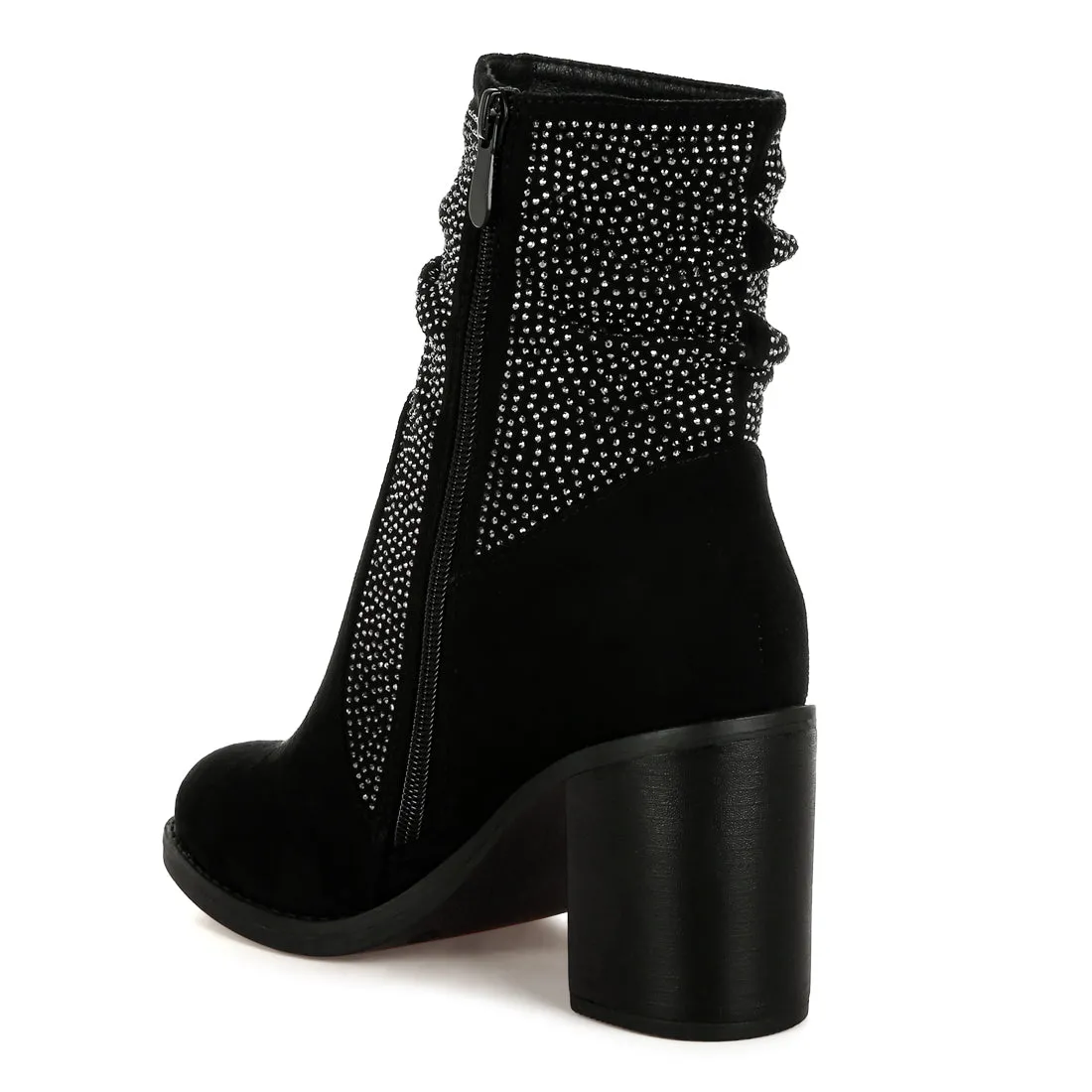 Rhinestone Studded Slouchy Ankle Boots
