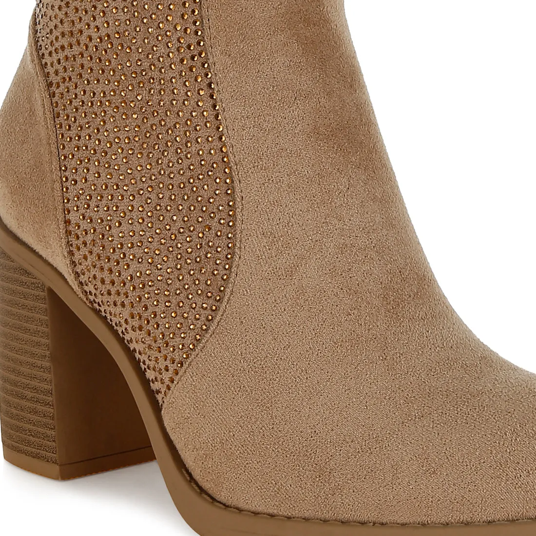 Rhinestone Studded Slouchy Ankle Boots