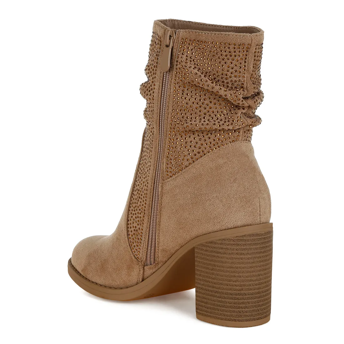 Rhinestone Studded Slouchy Ankle Boots