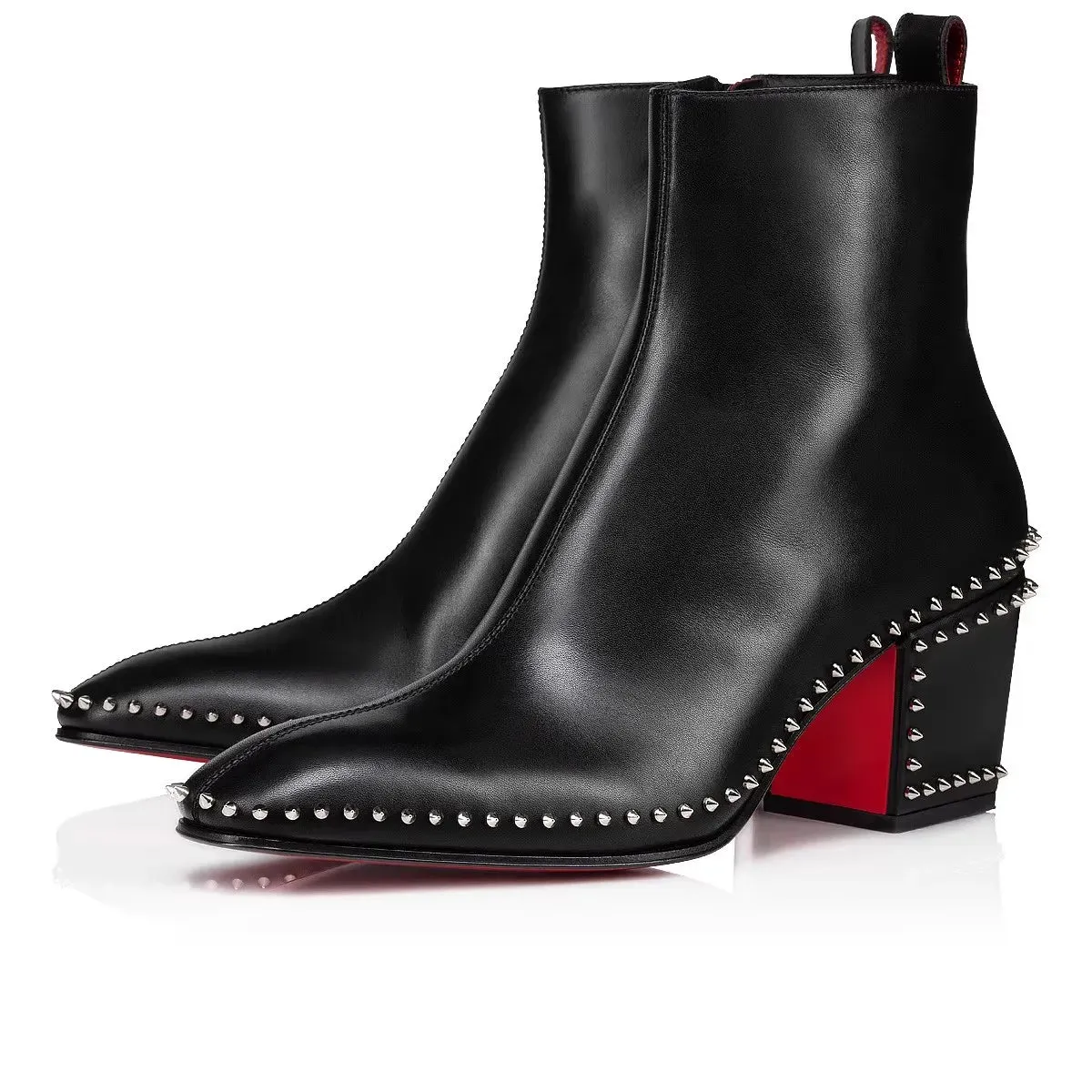Rhinestone suede ankle high heeled red bottom Boots