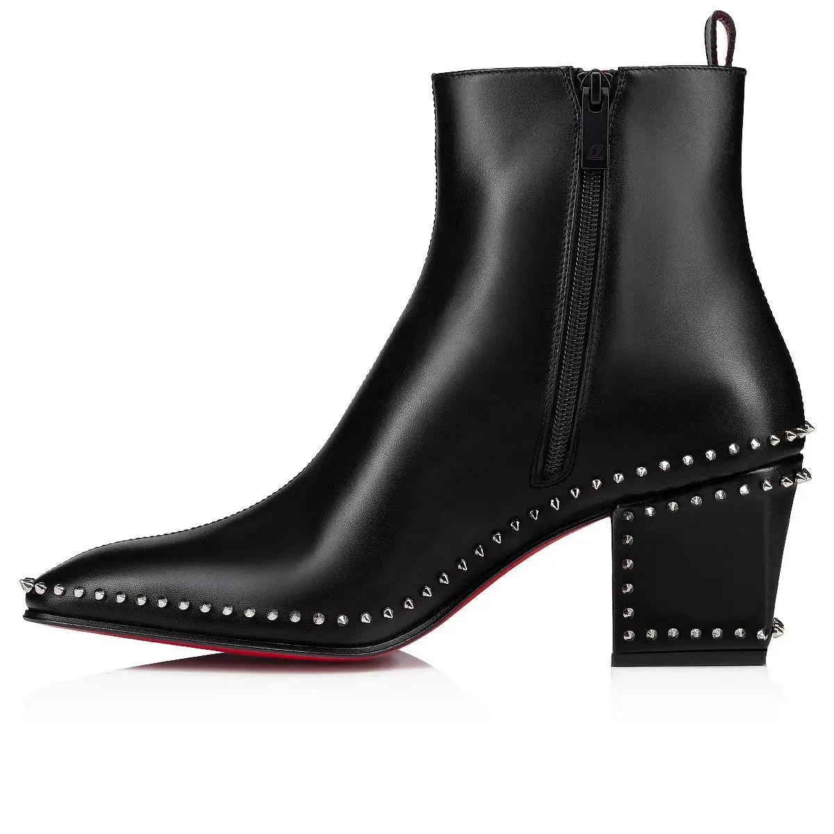 Rhinestone suede ankle high heeled red bottom Boots