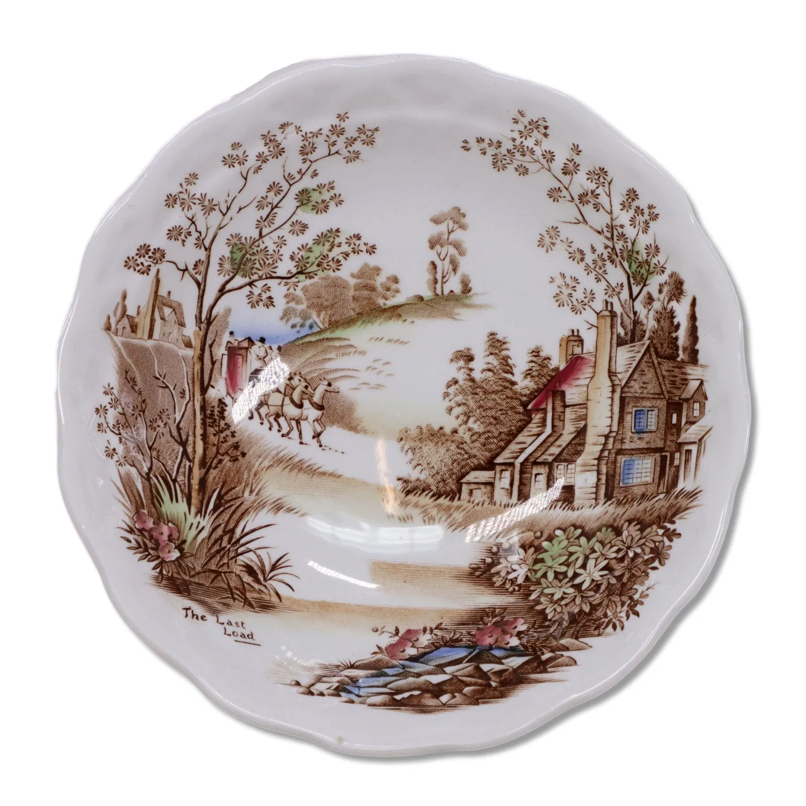 Ridgway Coaching Days Multicolor Coupe Cereal Bowl 6 1/4" Staffordshire 1971