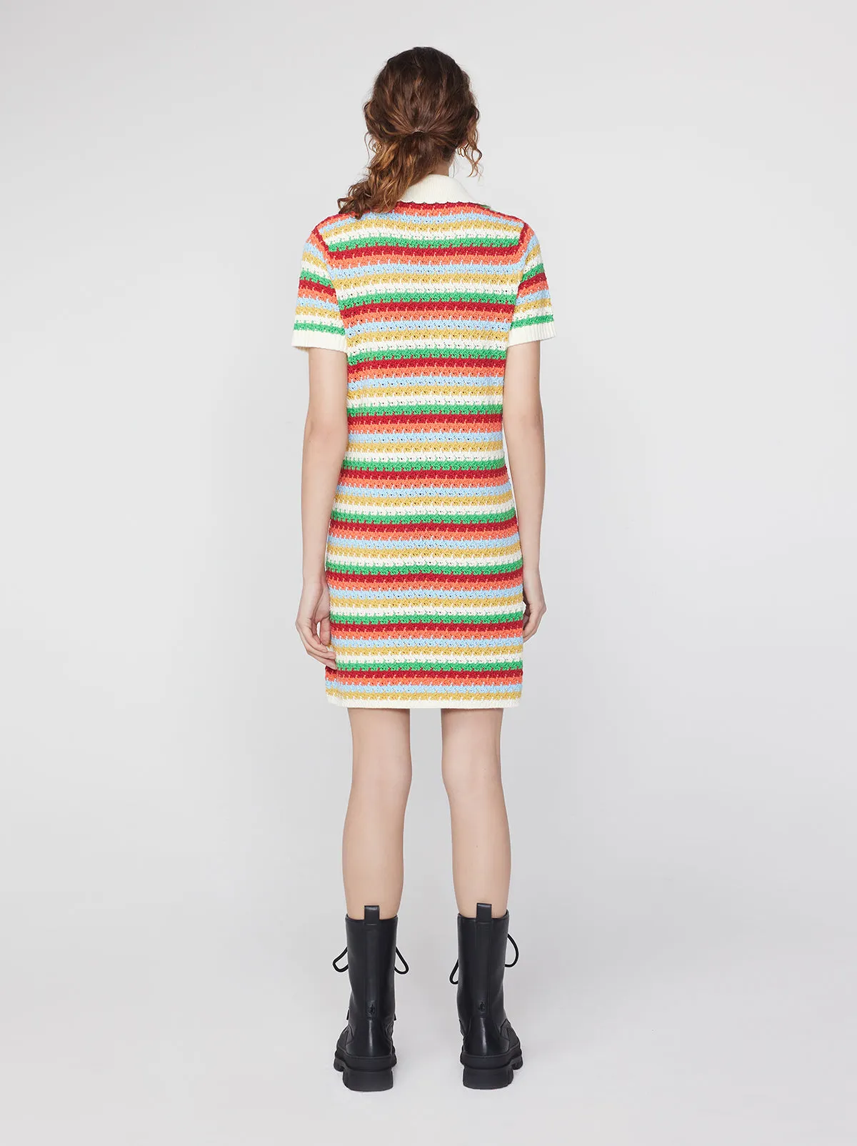 Ridley Blue Multi Crochet Knit Mini Dress