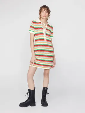 Ridley Blue Multi Crochet Knit Mini Dress