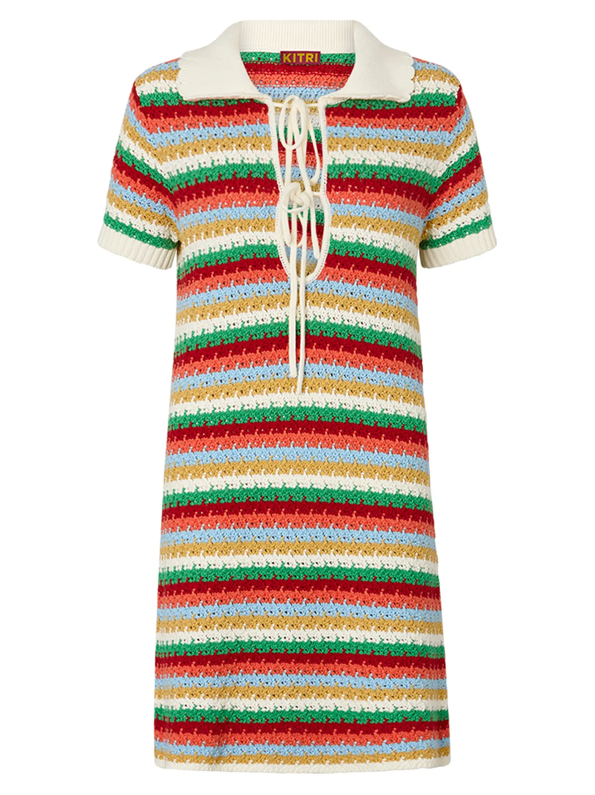 Ridley Blue Multi Crochet Knit Mini Dress