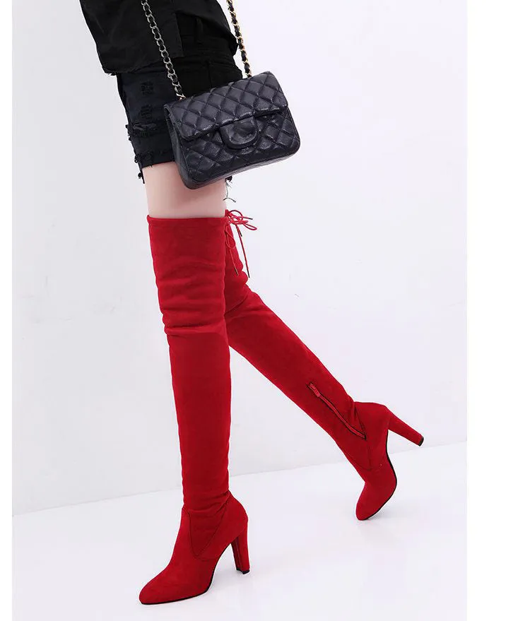 Sexy Party Fashion Leather Over Knee Heels Boots