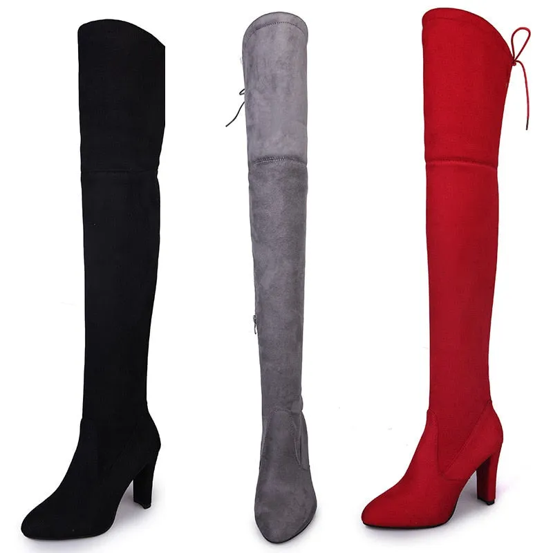 Sexy Party Fashion Leather Over Knee Heels Boots