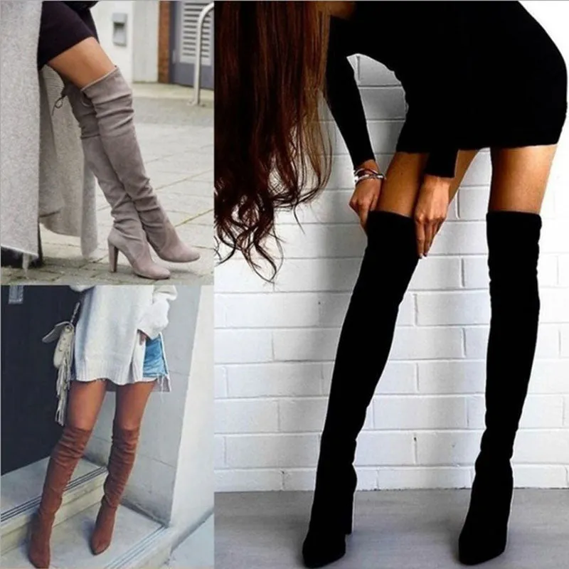 Sexy Party Fashion Leather Over Knee Heels Boots