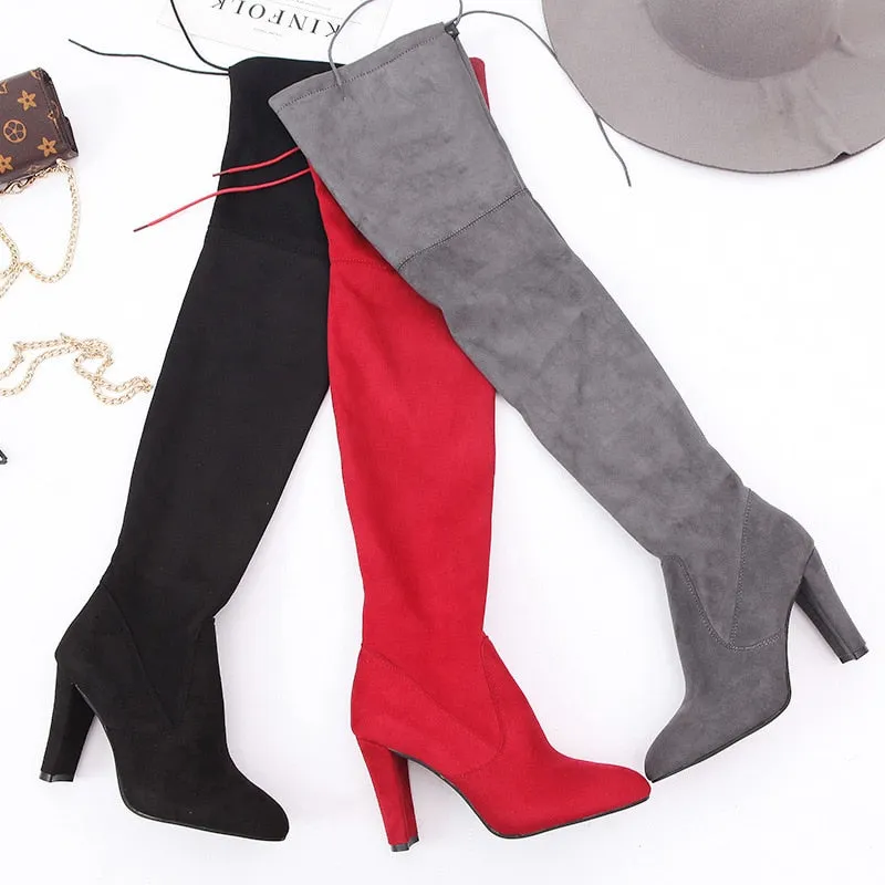 Sexy Party Fashion Leather Over Knee Heels Boots