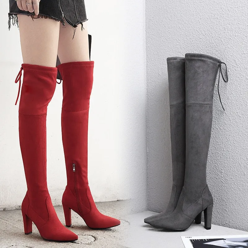 Sexy Party Fashion Leather Over Knee Heels Boots