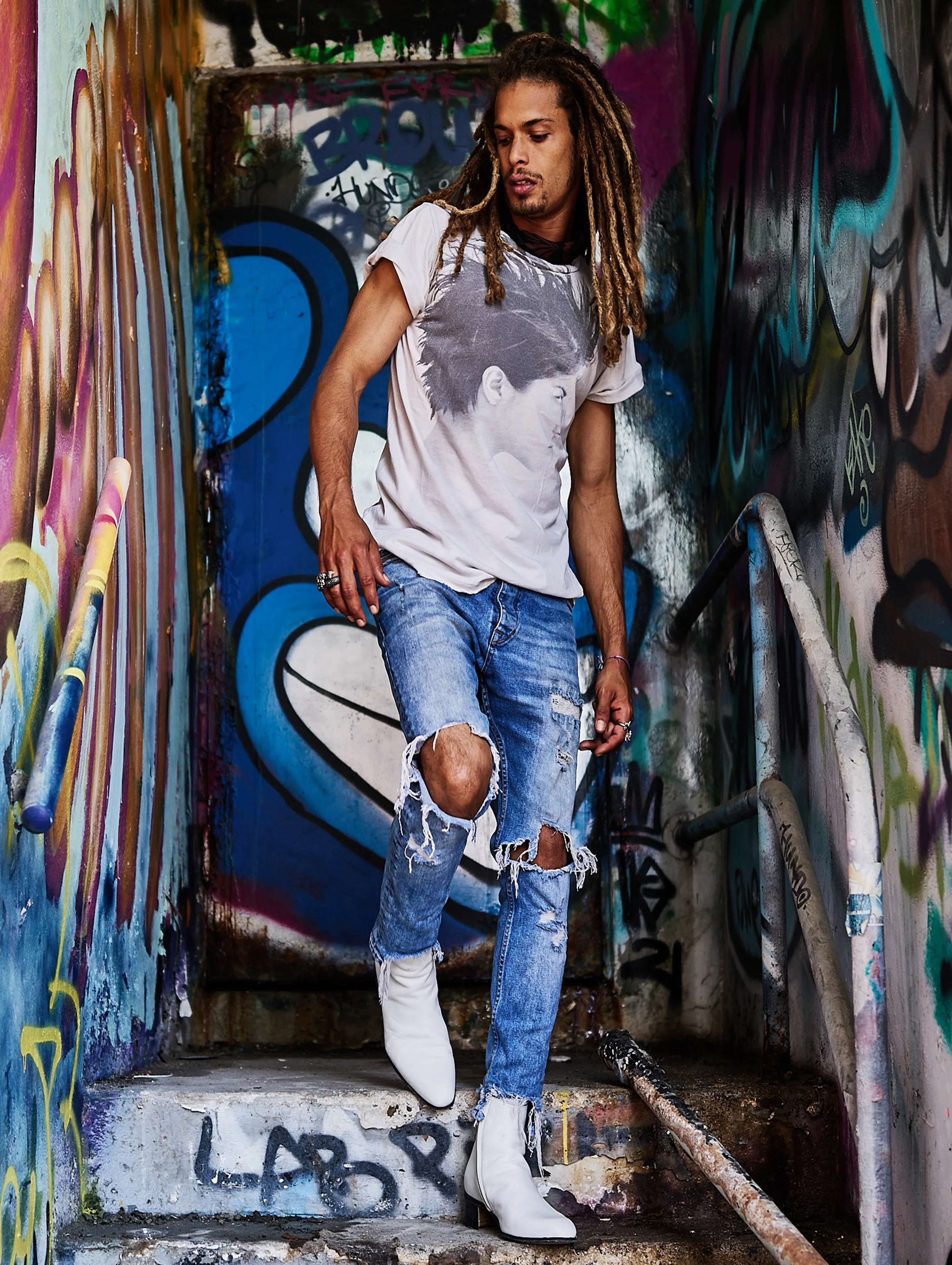 SONNY 40MM ANKLE BOOT IN DISTRESSED WHITE VACCHETTA
