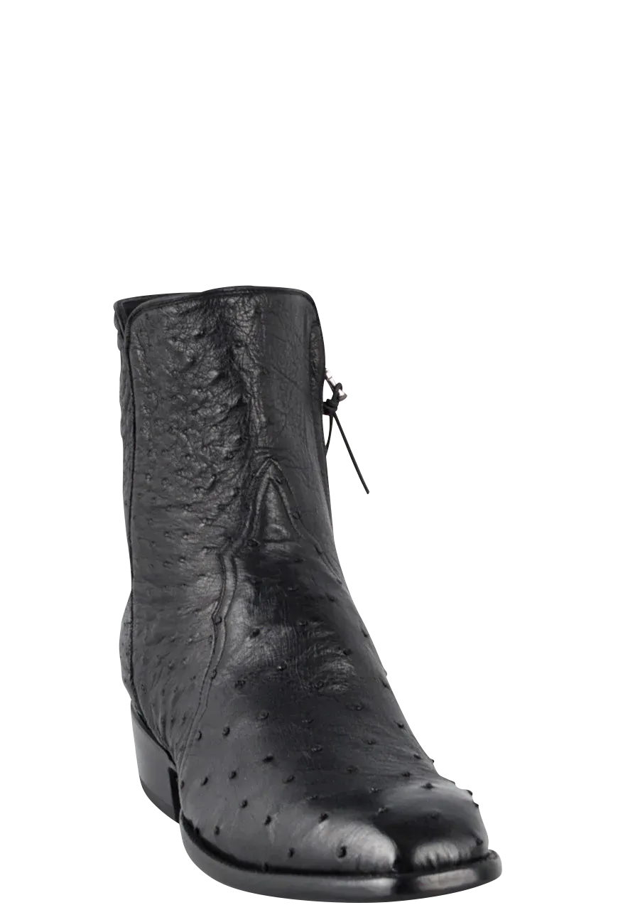 Stallion Full Quill Ostrich Zorro Ankle Boots - Black