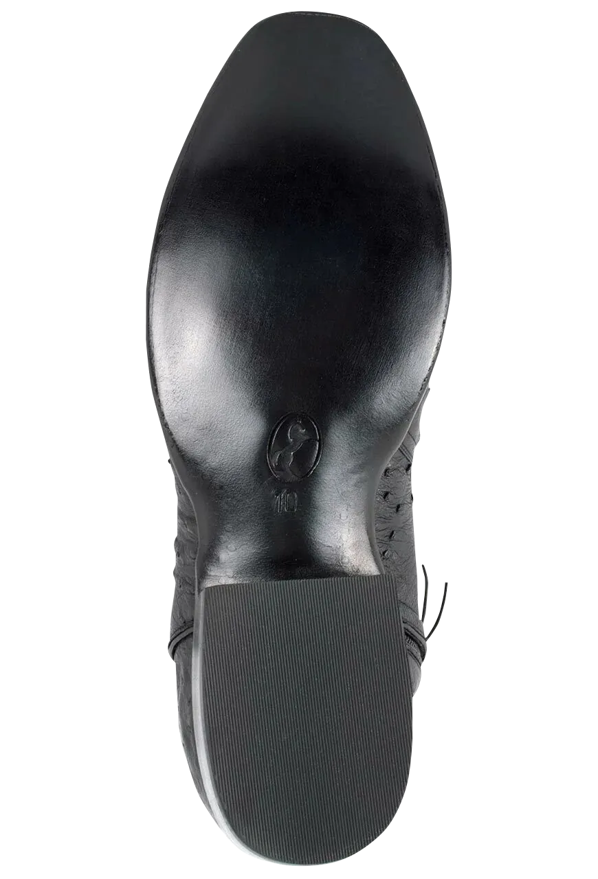 Stallion Full Quill Ostrich Zorro Ankle Boots - Black