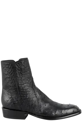 Stallion Full Quill Ostrich Zorro Ankle Boots - Black