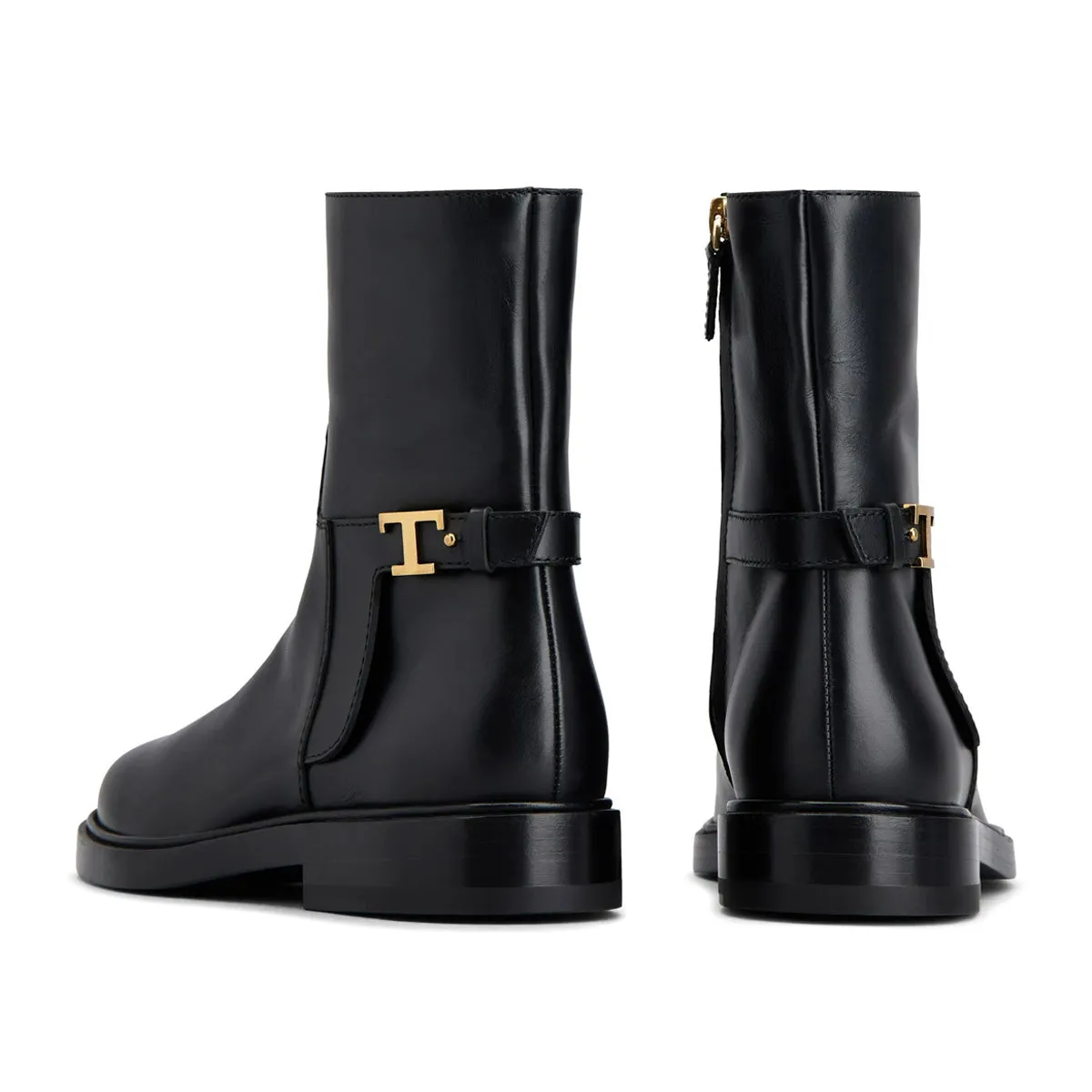 Timeless T Logo Plaque Ankle Boots