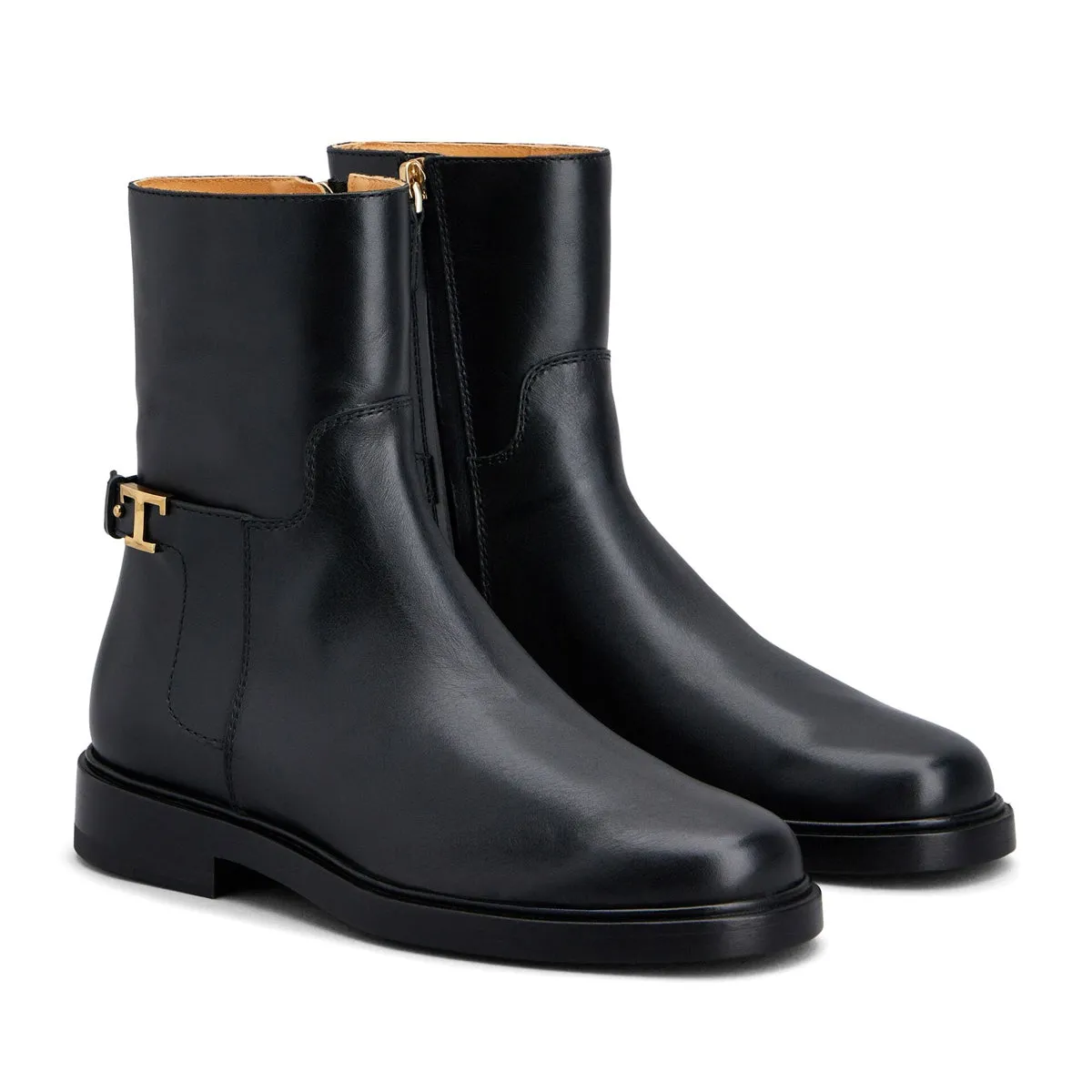 Timeless T Logo Plaque Ankle Boots